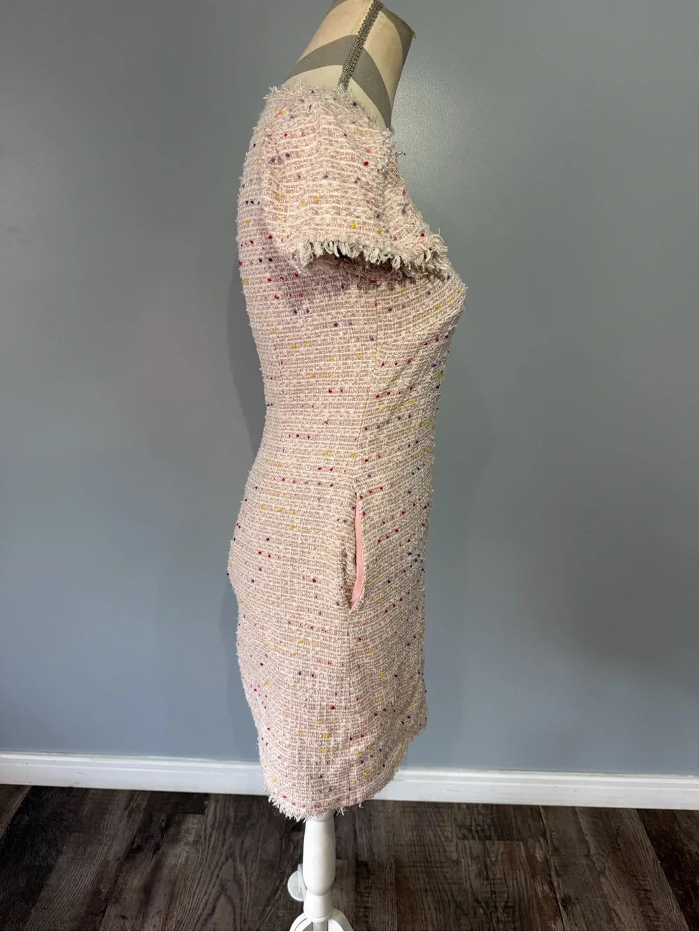kate spade Pink Tweed Short Sleeve Mini‎ Dress with Multicolor Flecks